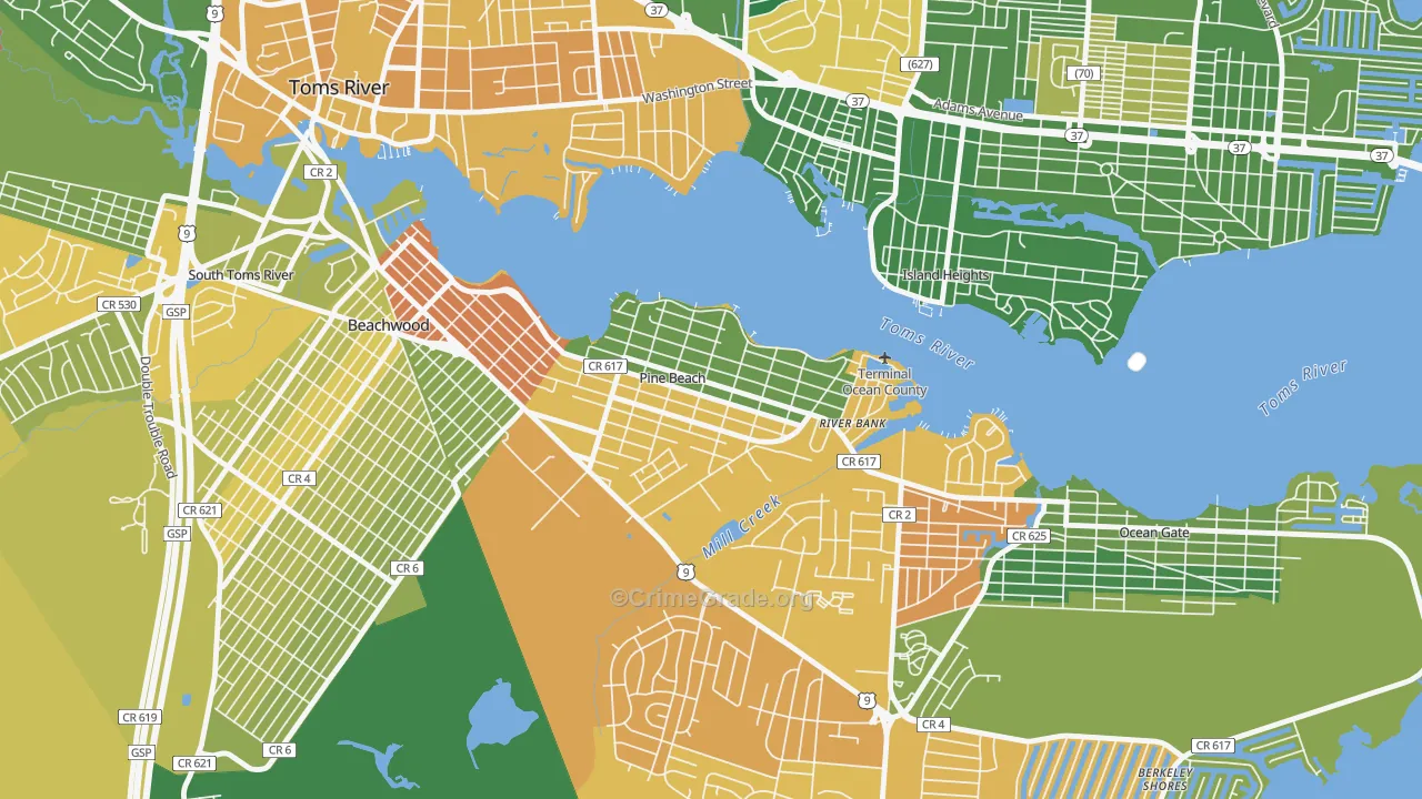 Pine Beach, NJ Map of Drug-Related Crime Rates