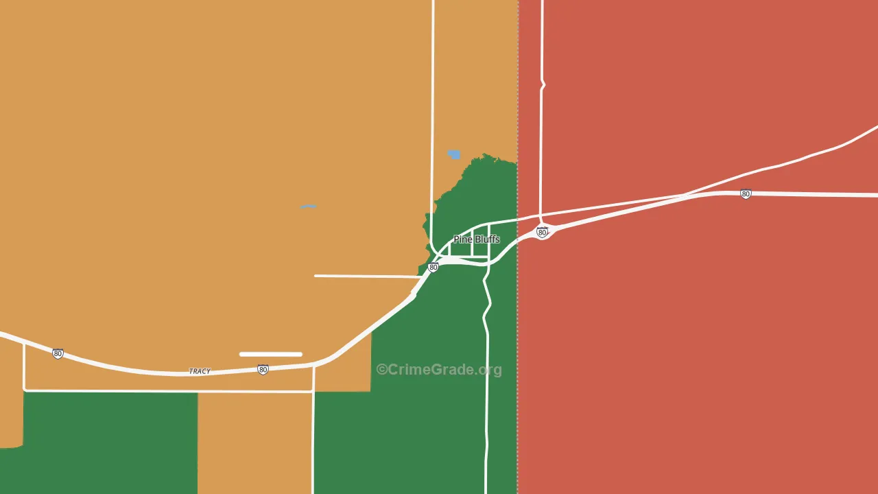 Pine Bluffs, WY Map of Drug-Related Crime Rates