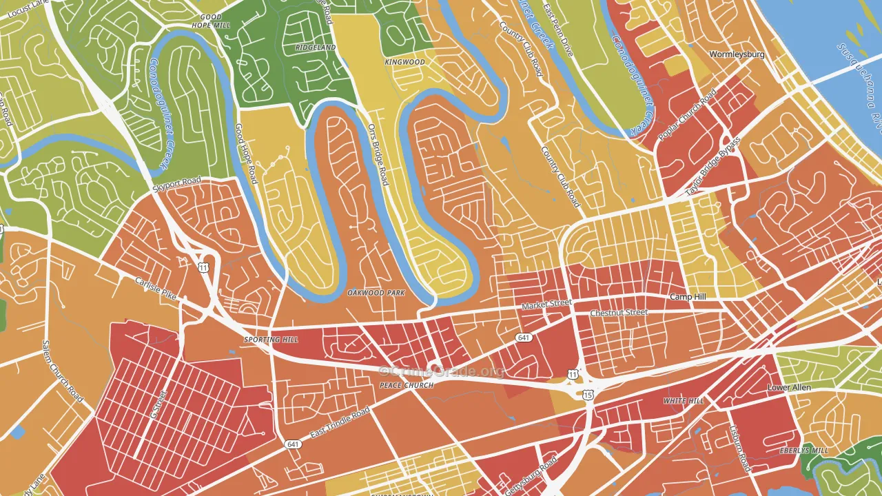Pine Brook, Camp Hill, PA Map of Drug-Related Crime Rates