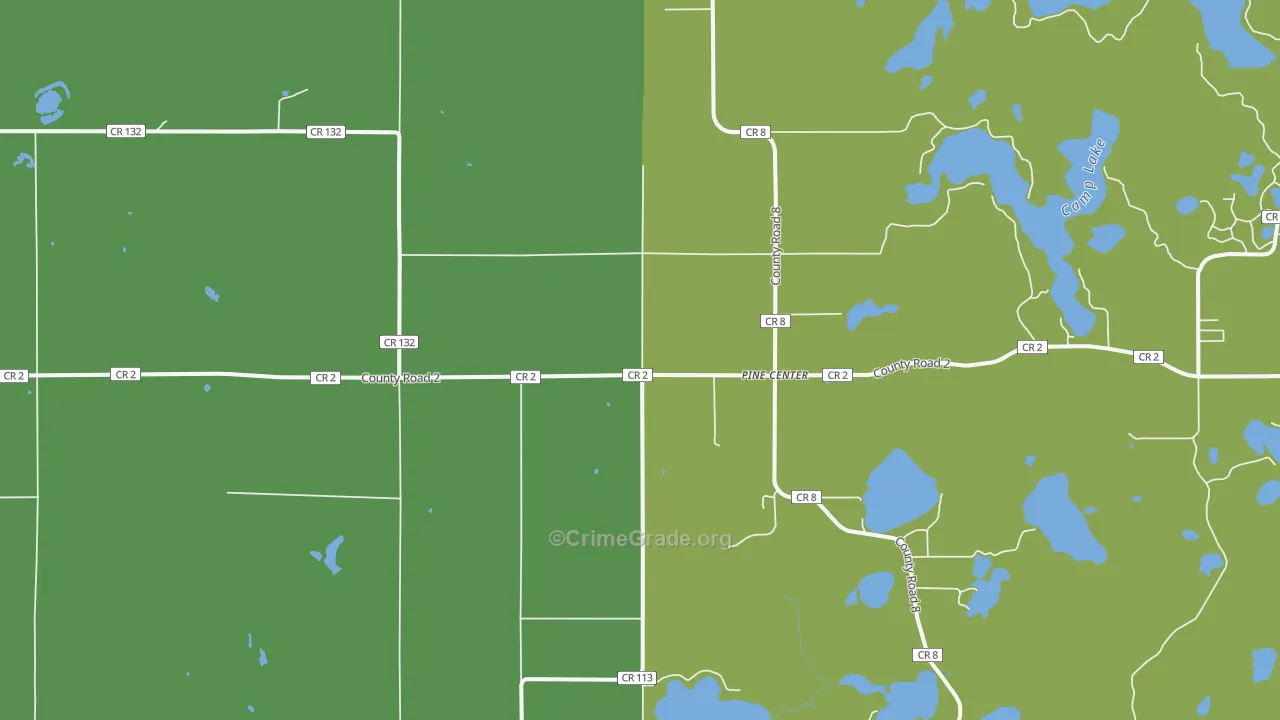 Pine Center, MN Map of Drug-Related Crime Rates