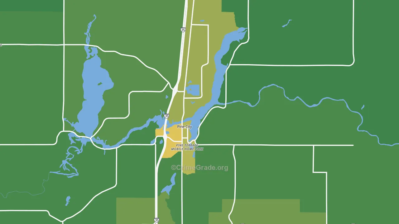 Pine City, MN Map of Drug-Related Crime Rates