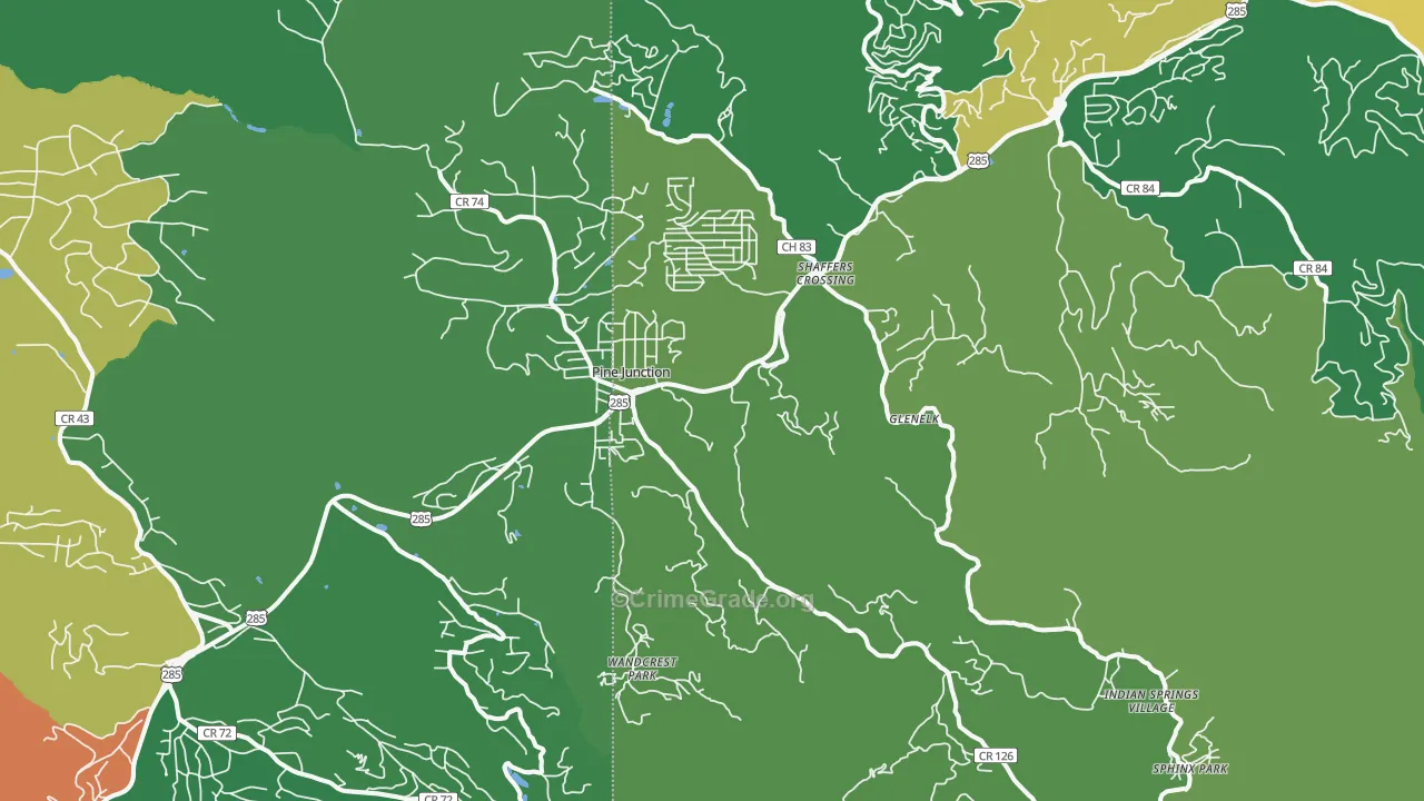 Pine, CO Map of Drug-Related Crime Rates