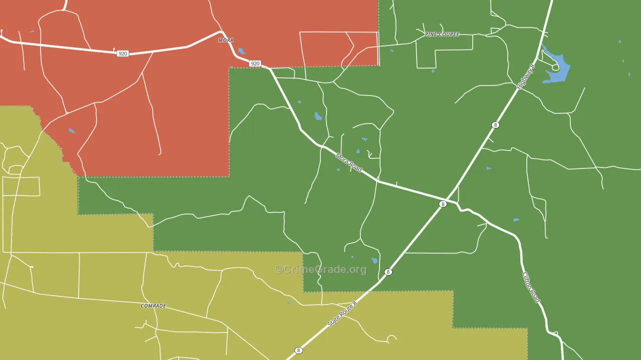 Pine Coupee, LA Map of Drug-Related Crime Rates