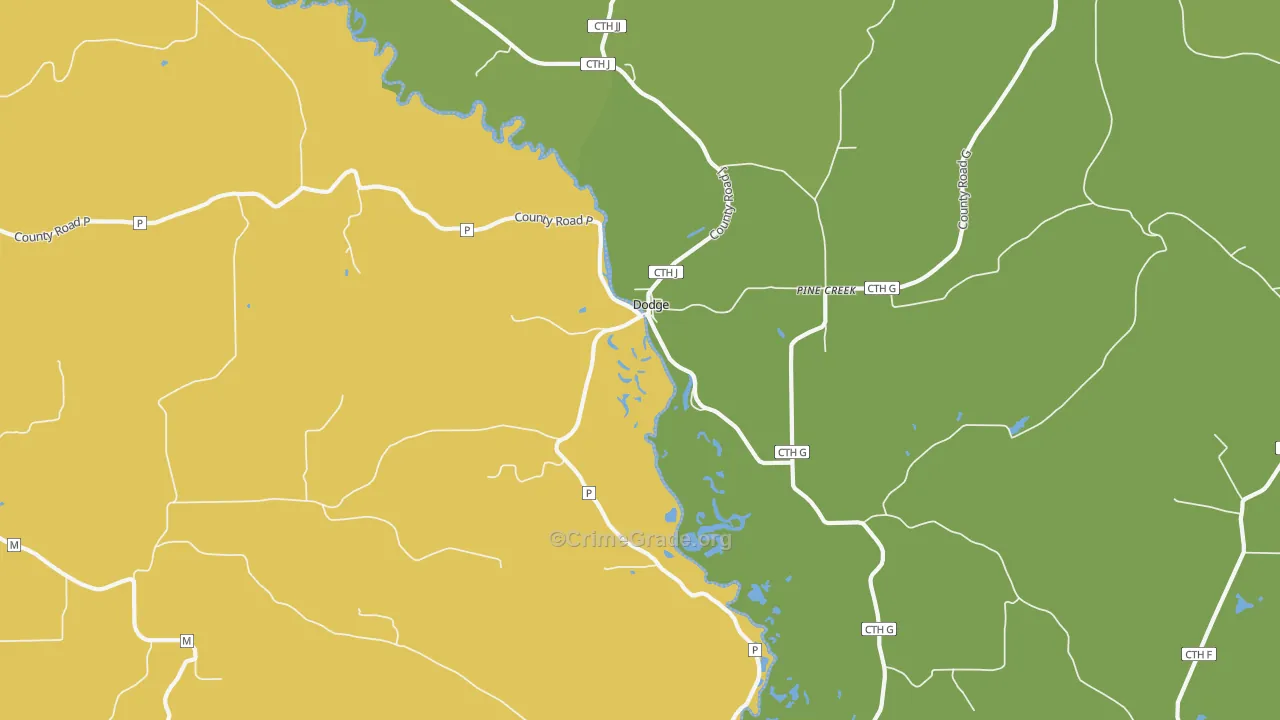 Pine Creek, WI Map of Drug-Related Crime Rates