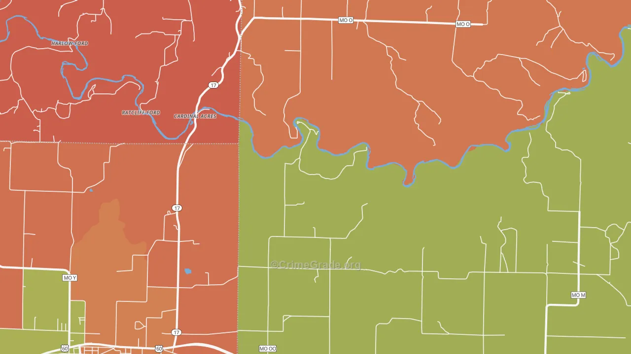 Pine Crest, MO Map of Drug-Related Crime Rates