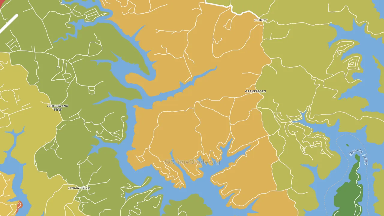 Pine Crest, TN Map of Drug-Related Crime Rates