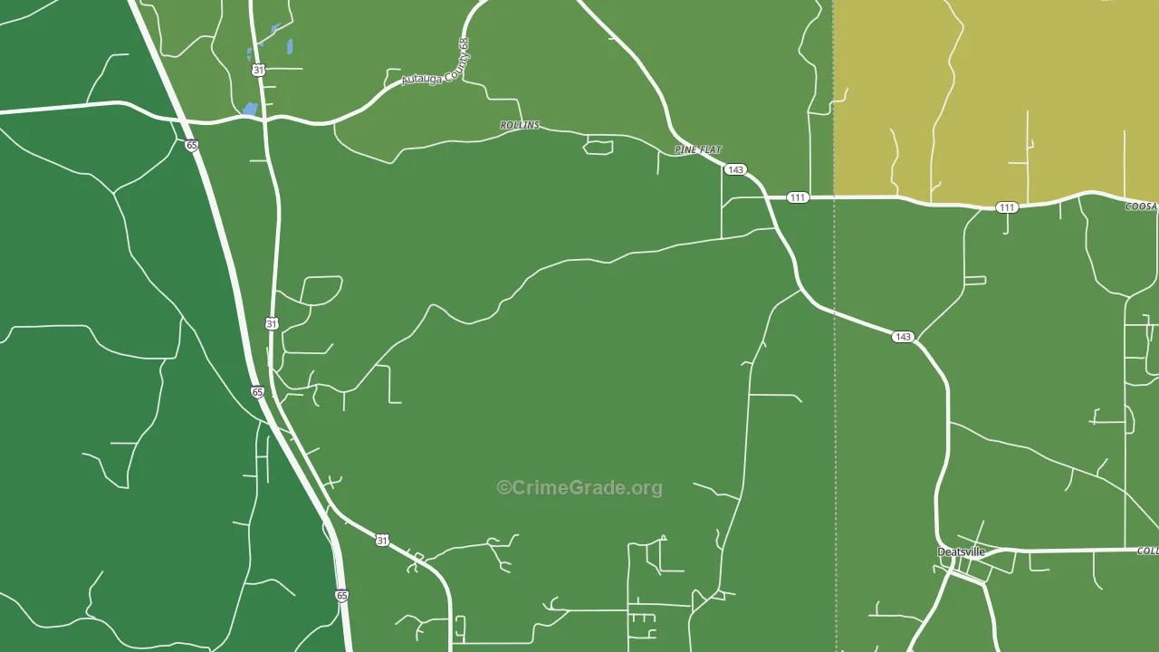 Pine Flat, AL Map of Drug-Related Crime Rates