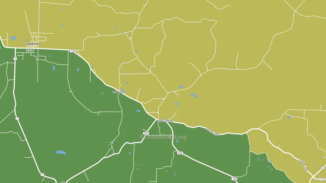 Pine Grove, AR Map of Drug-Related Crime Rates
