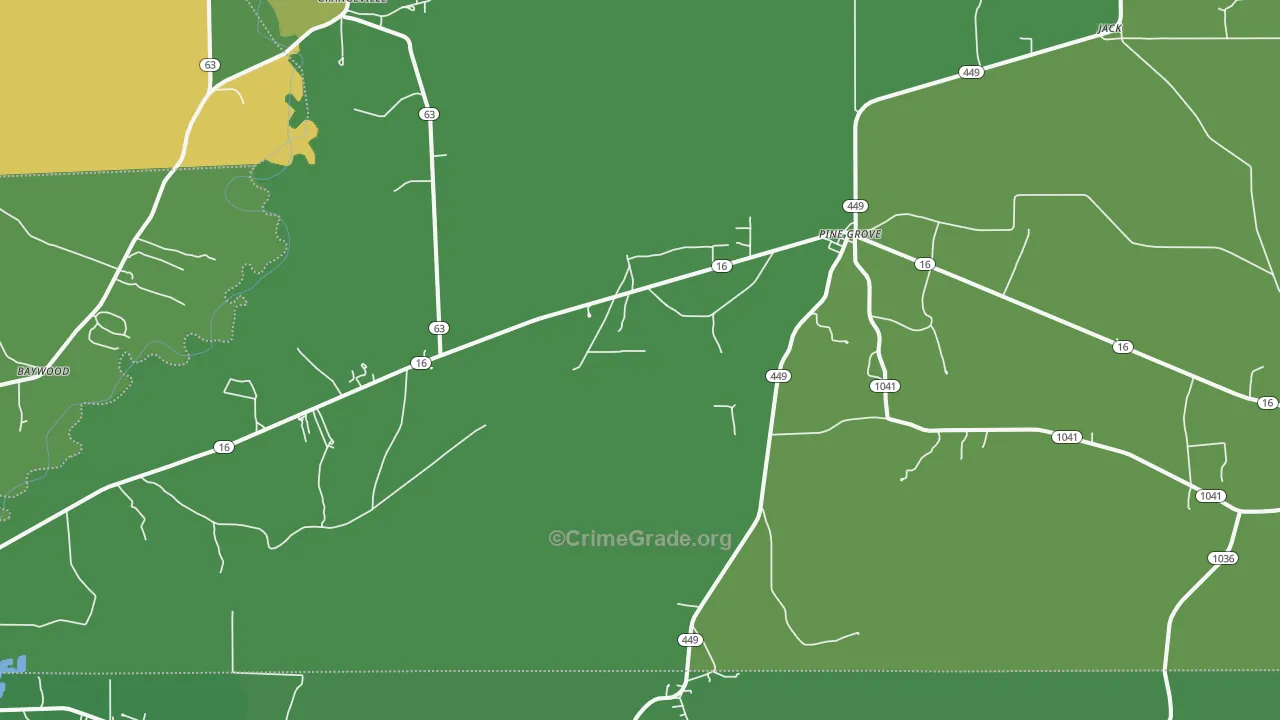 Pine Grove, LA Map of Drug-Related Crime Rates