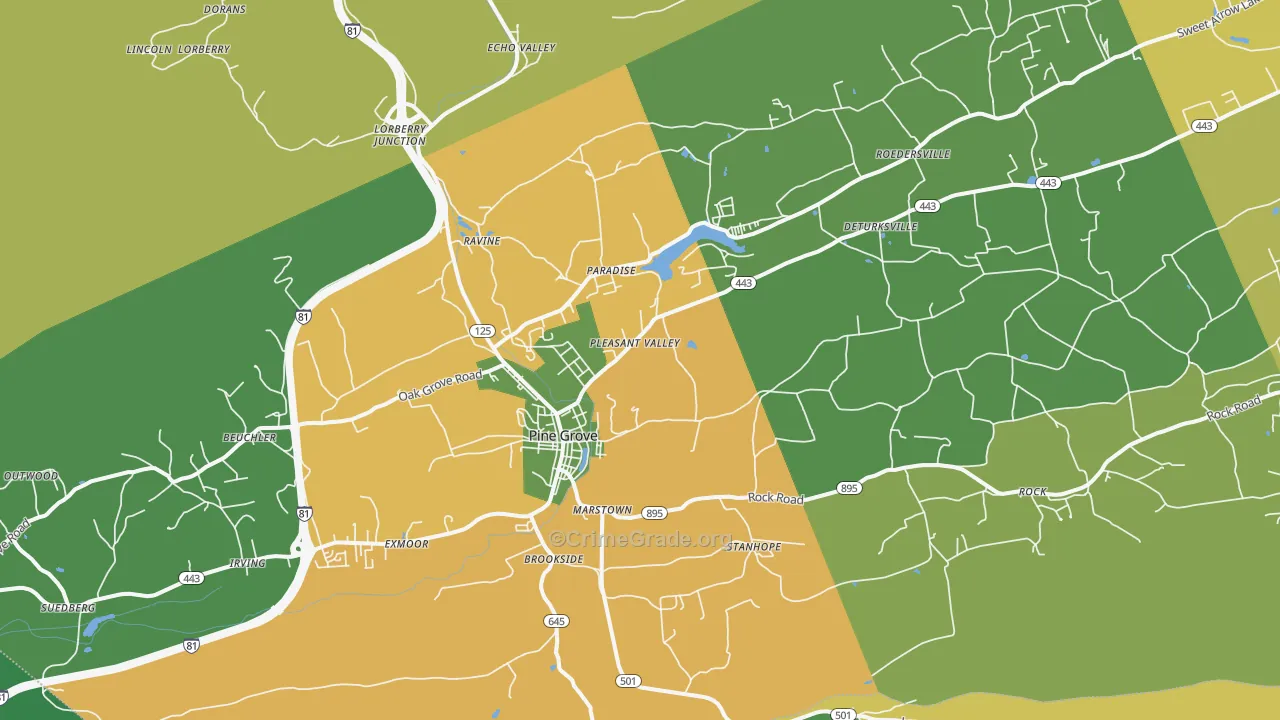 Pine Grove, PA Map of Drug-Related Crime Rates