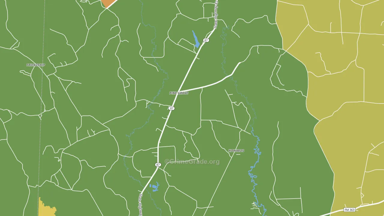 Pine Grove, TX Map of Drug-Related Crime Rates