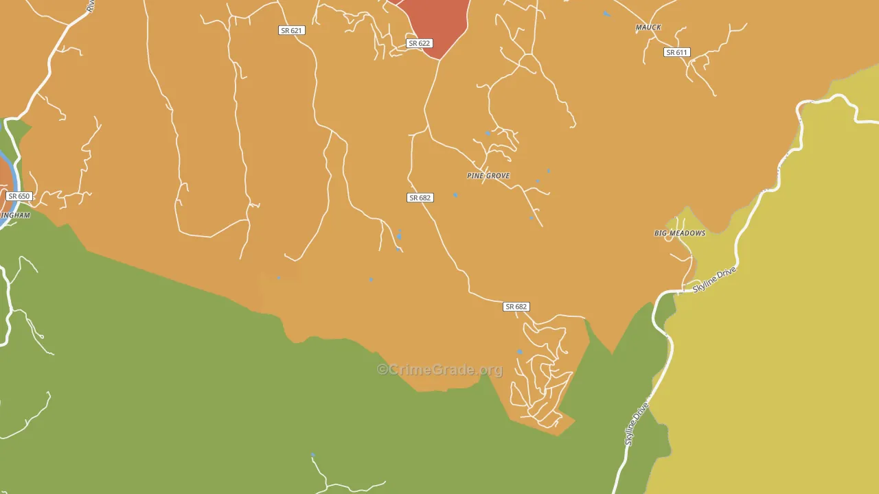 Pine Grove, VA Map of Drug-Related Crime Rates