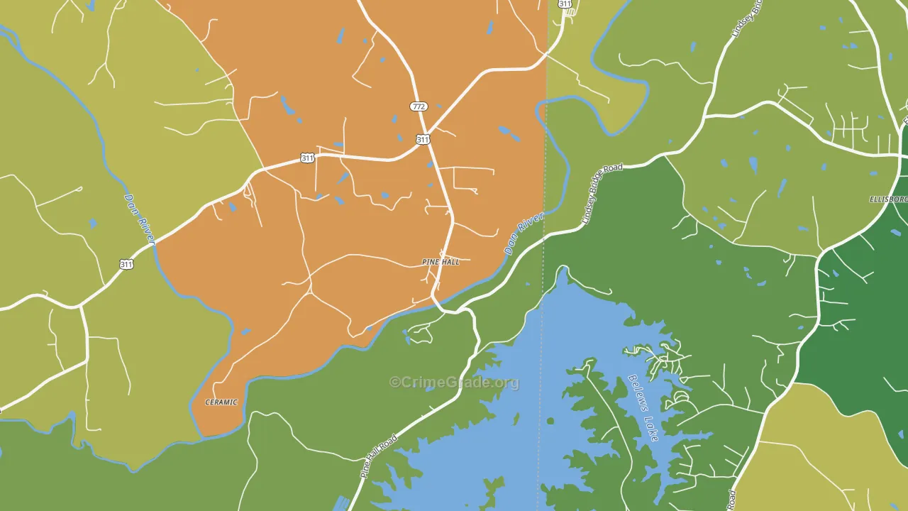 Pine Hall, NC Map of Drug-Related Crime Rates