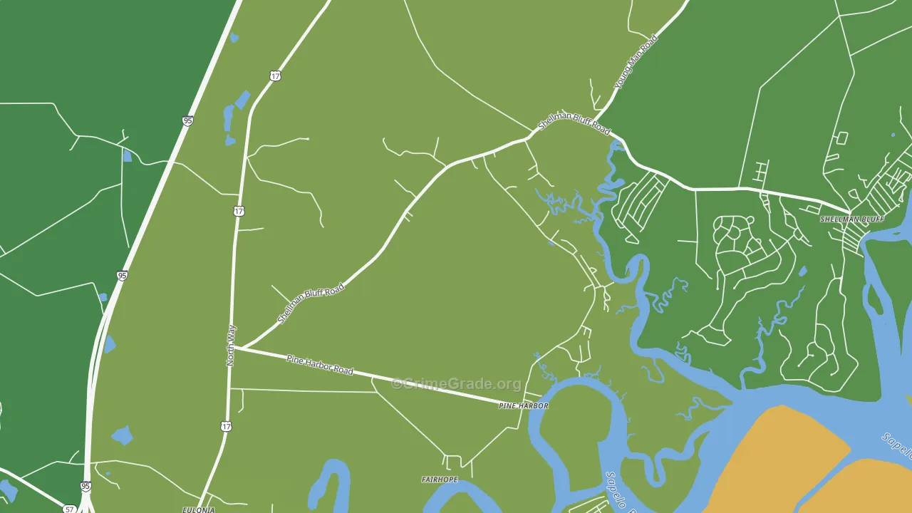 Pine Harbor, GA Map of Drug-Related Crime Rates