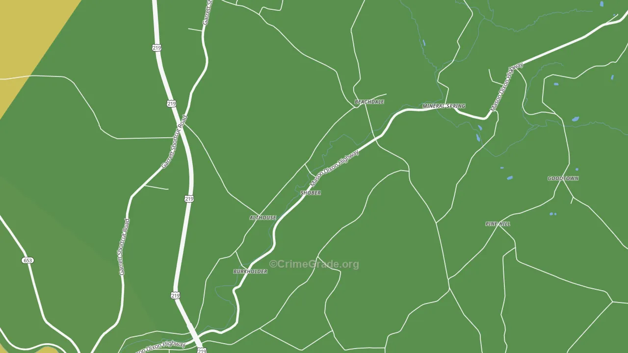 Pine Hill, PA Map of Drug-Related Crime Rates