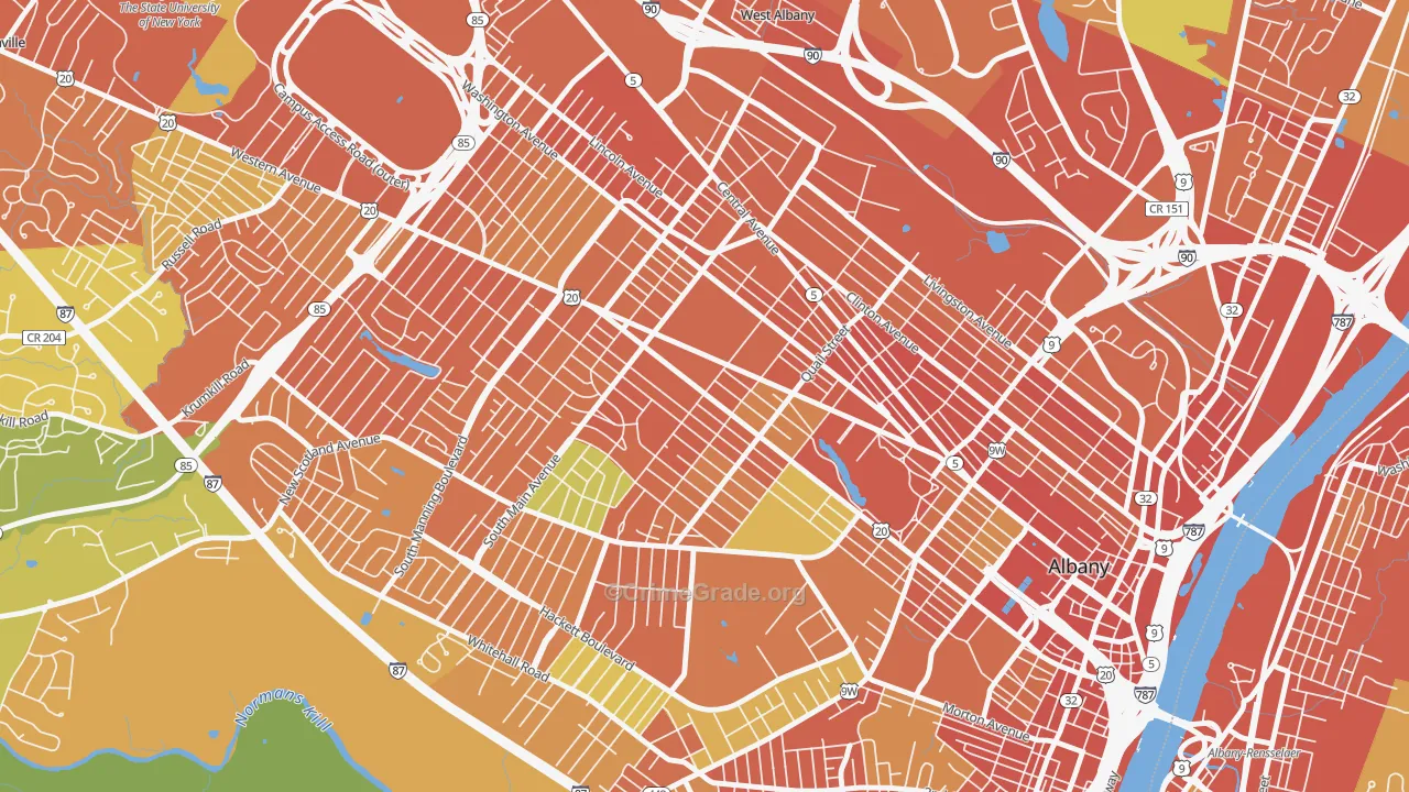 Pine Hills, Albany, NY Map of Drug-Related Crime Rates