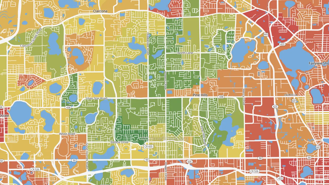 Pine Hills, FL Map of Drug-Related Crime Rates