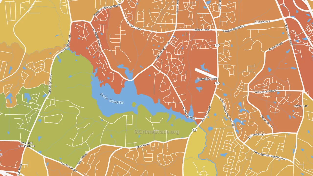 Pine Hurst Park, NC Map of Drug-Related Crime Rates