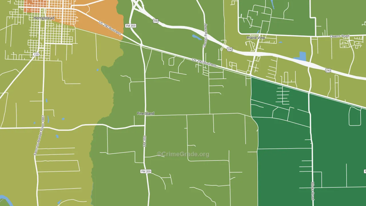 Pine Island, TX Map of Drug-Related Crime Rates