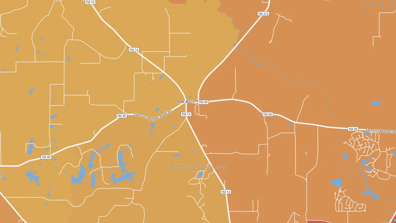 Pine Mills, TX Map of Drug-Related Crime Rates