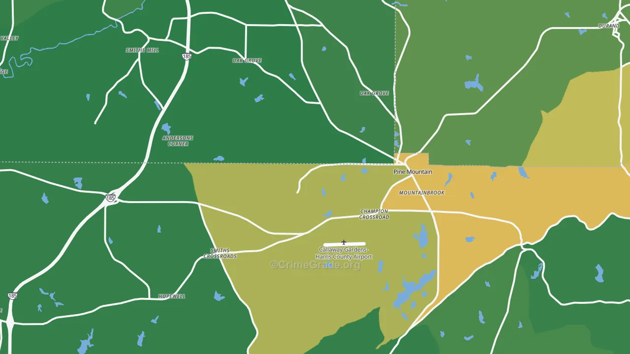 Pine Mountain, GA Map of Drug-Related Crime Rates