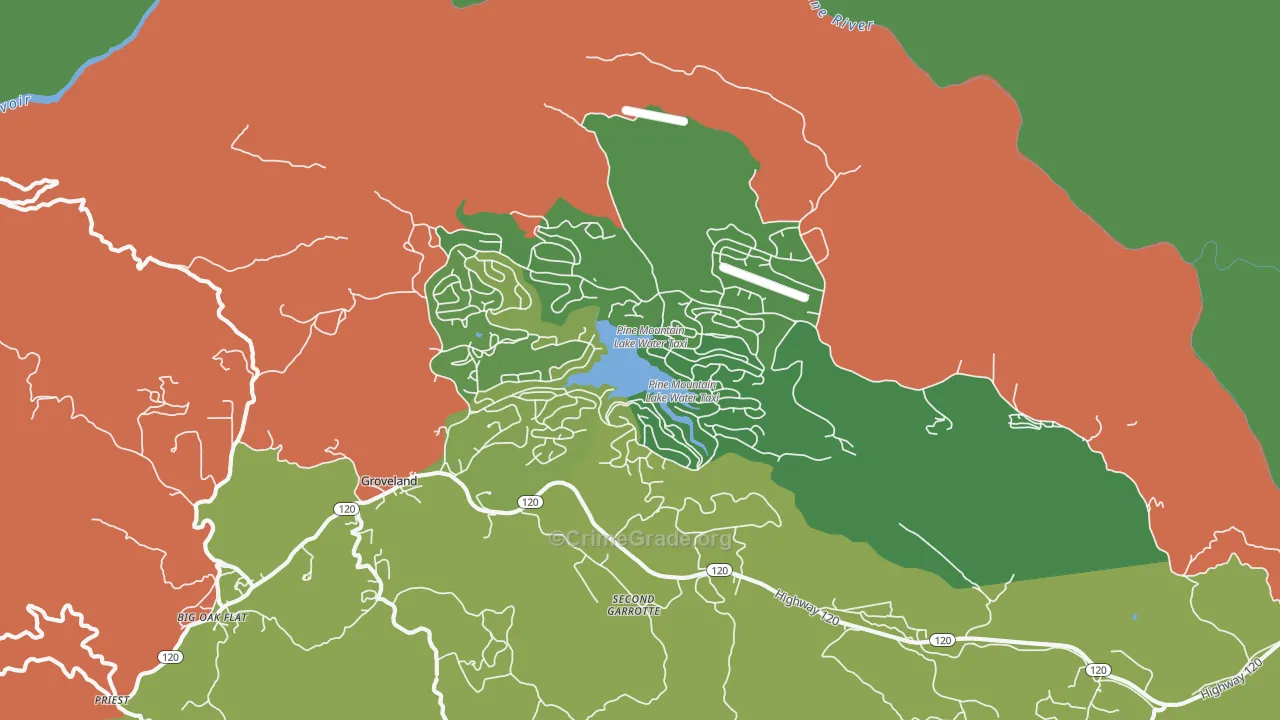 Pine Mountain Lake, CA Map of Drug-Related Crime Rates