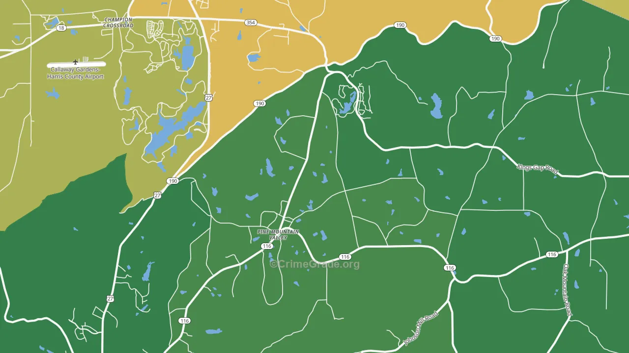 Pine Mountain Valley, GA Map of Drug-Related Crime Rates