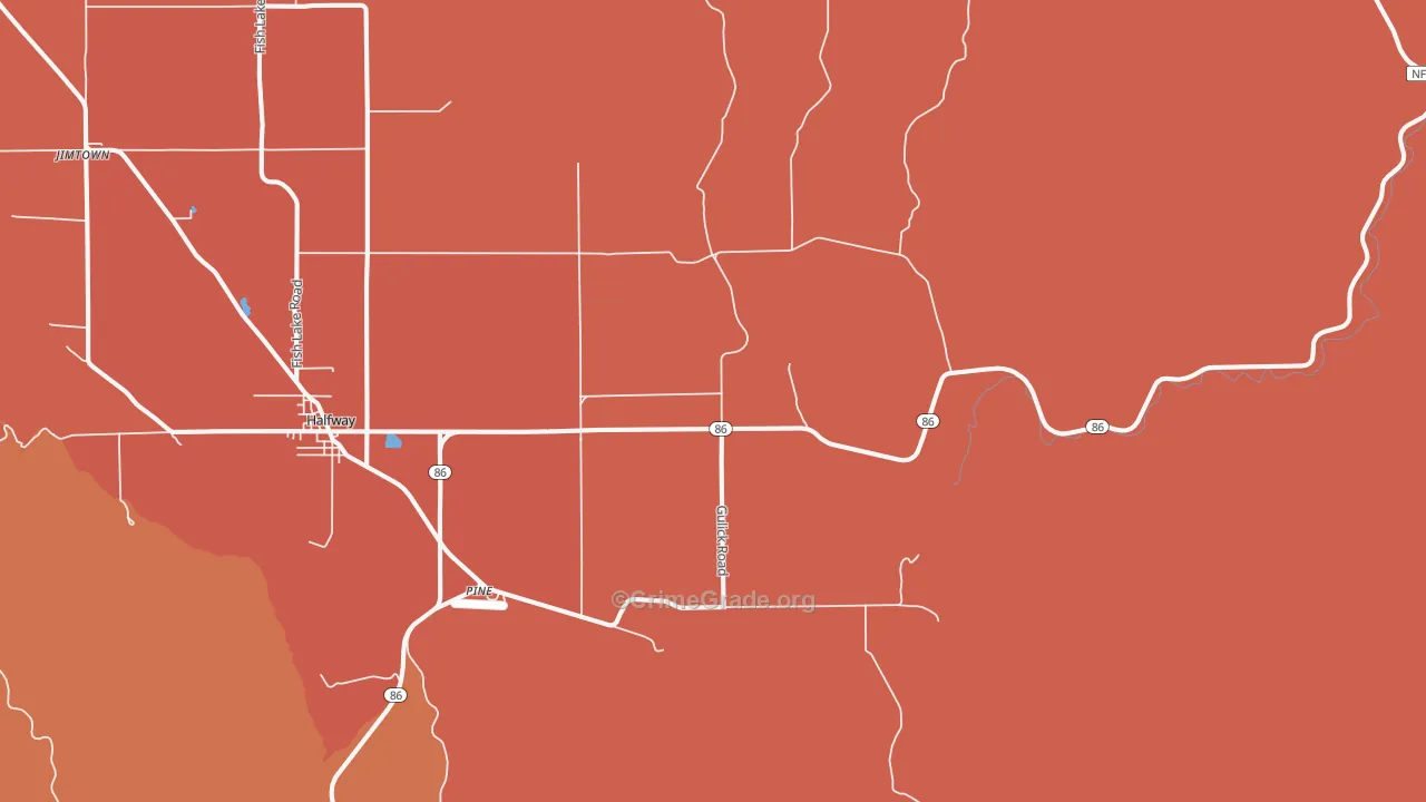 Pine, OR Map of Drug-Related Crime Rates