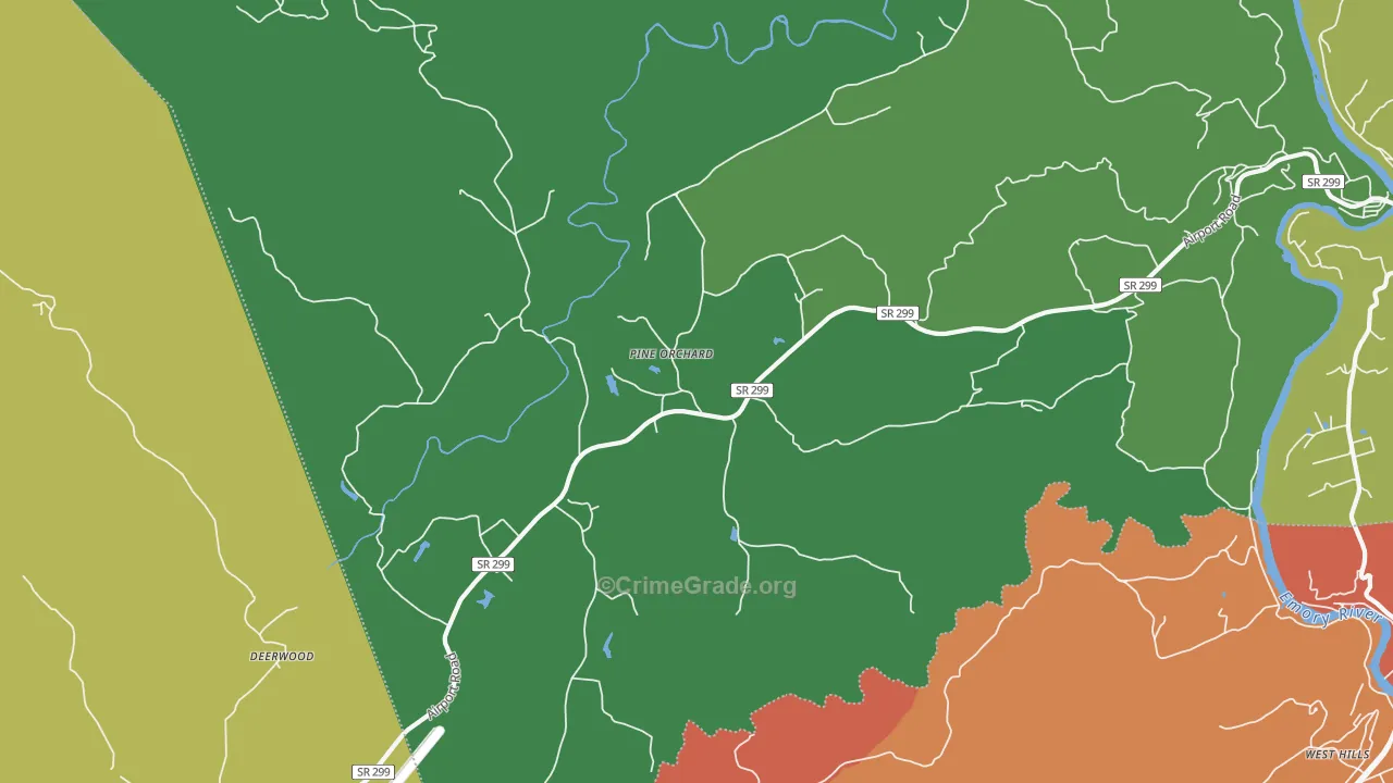 Pine Orchard, TN Map of Drug-Related Crime Rates