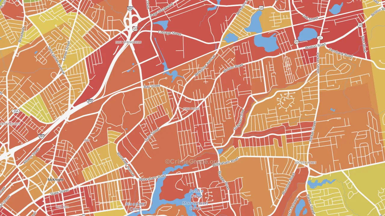 Pine Point, Springfield, MA Map of Drug-Related Crime Rates