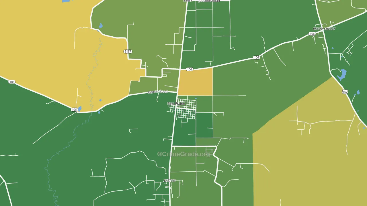 Pine Prairie, LA Map of Drug-Related Crime Rates