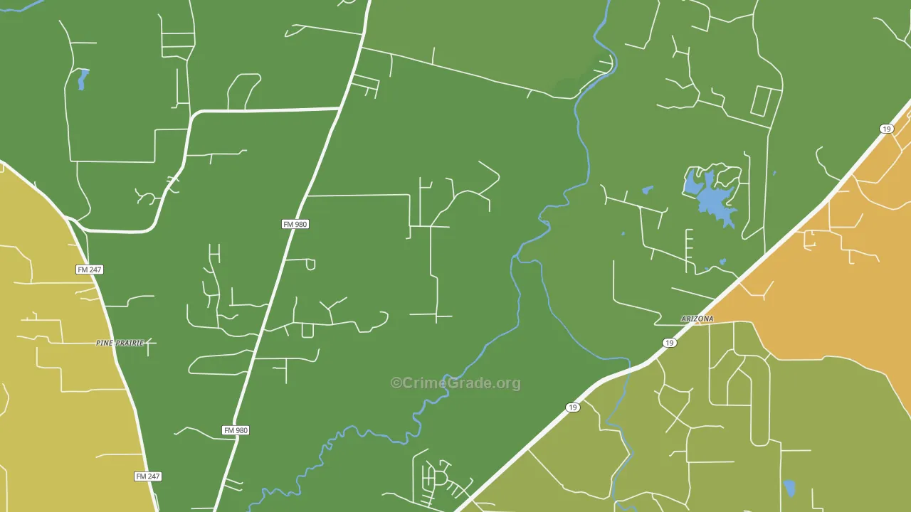 Pine Prairie, TX Map of Drug-Related Crime Rates