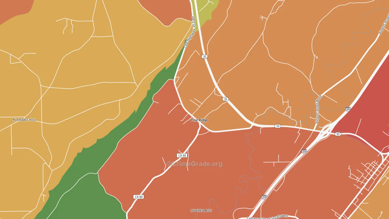 Pine Ridge, AL Map of Drug-Related Crime Rates