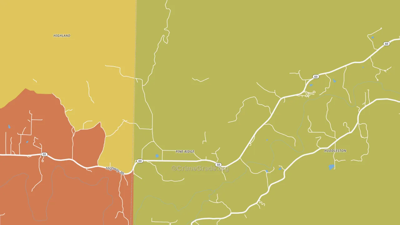 Pine Ridge, AR Map of Drug-Related Crime Rates