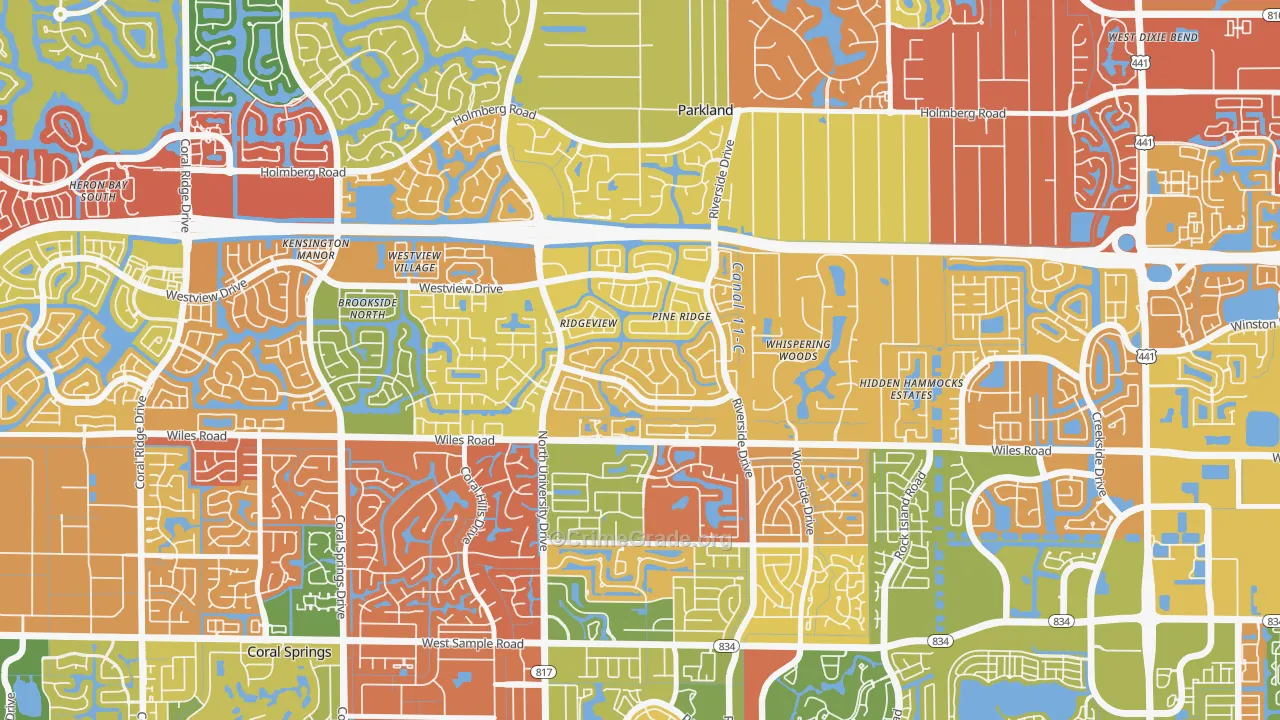 Pine Ridge, Coral Springs, FL Map of Drug-Related Crime Rates