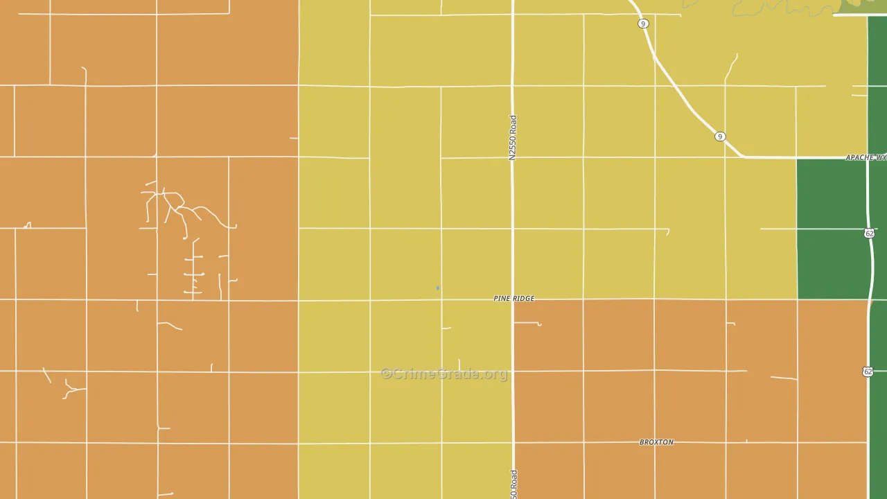 Pine Ridge, OK Map of Drug-Related Crime Rates
