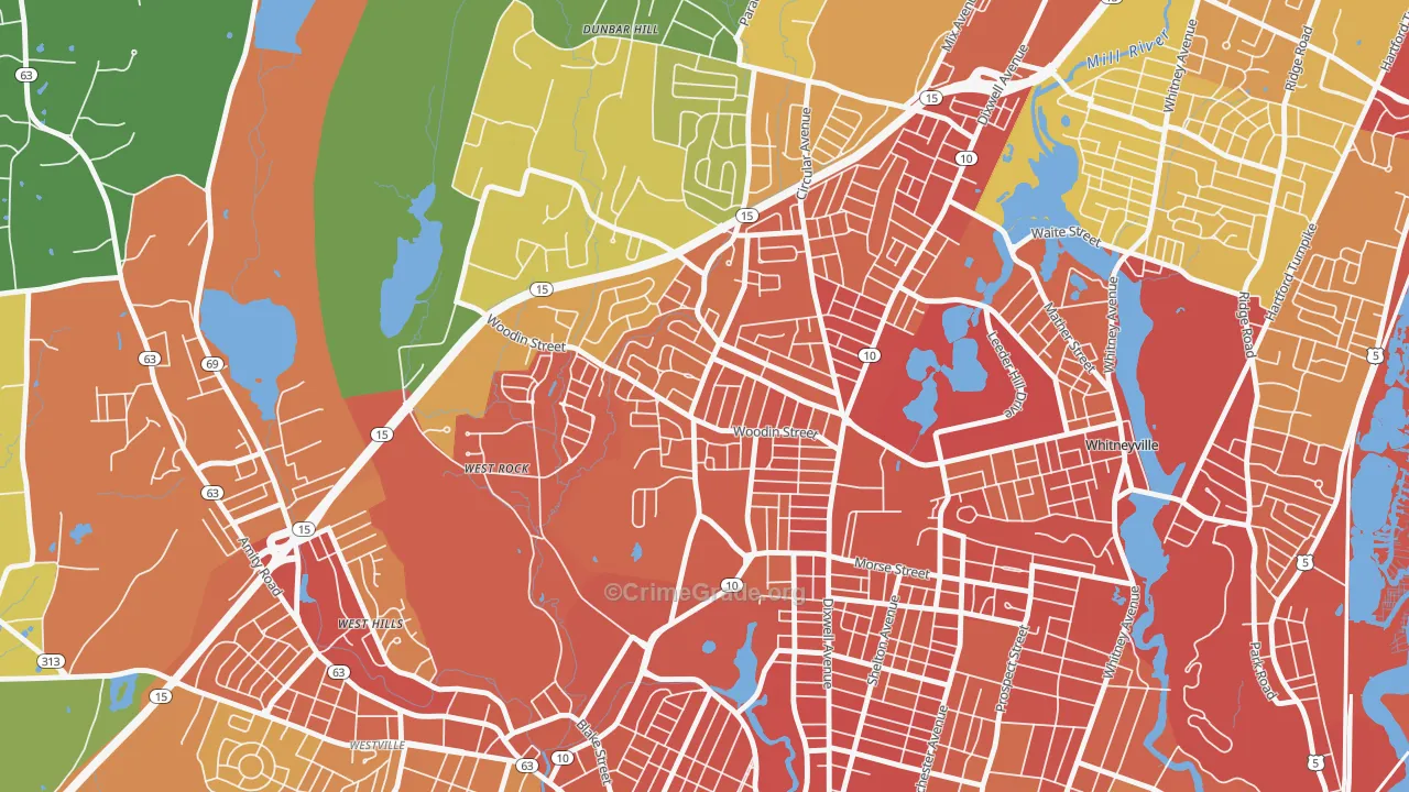 Pine Rock, Hamden, CT Map of Drug-Related Crime Rates