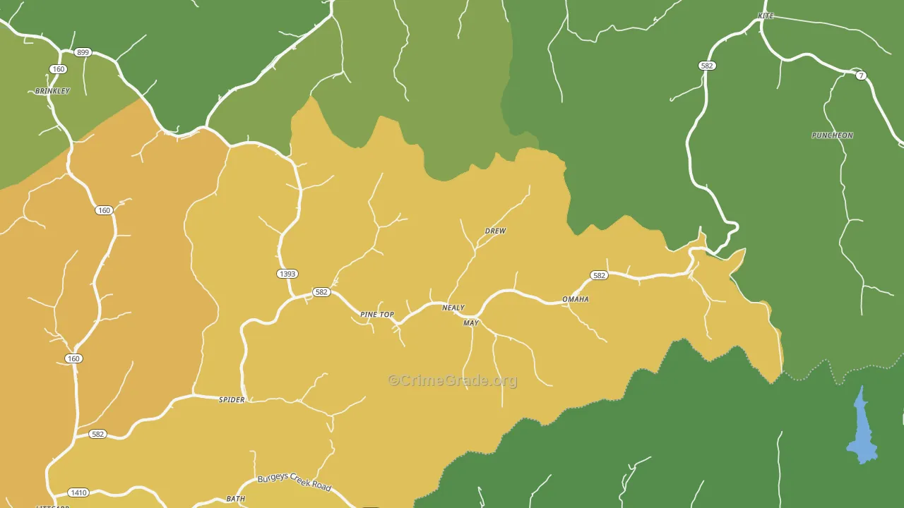 Pine Top, KY Map of Drug-Related Crime Rates