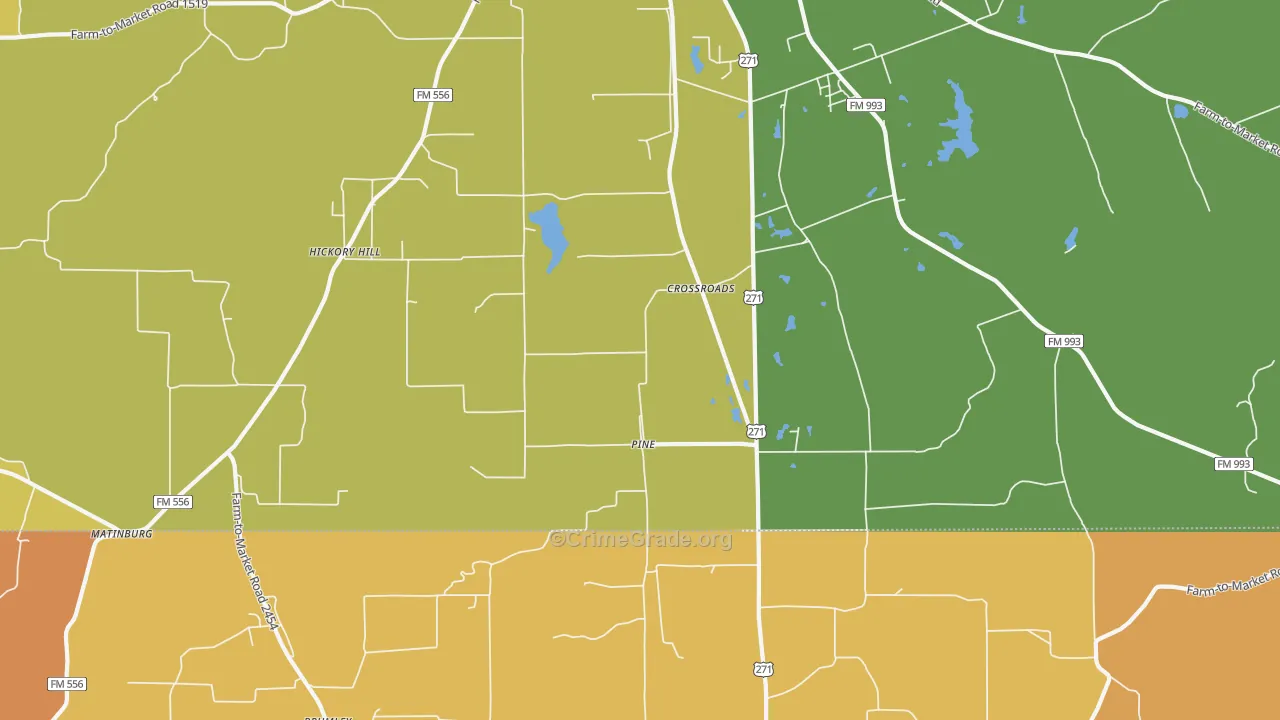 Pine, TX Map of Drug-Related Crime Rates