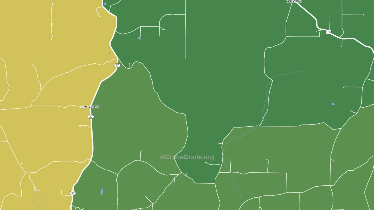 Pine Valley, IN Map of Drug-Related Crime Rates