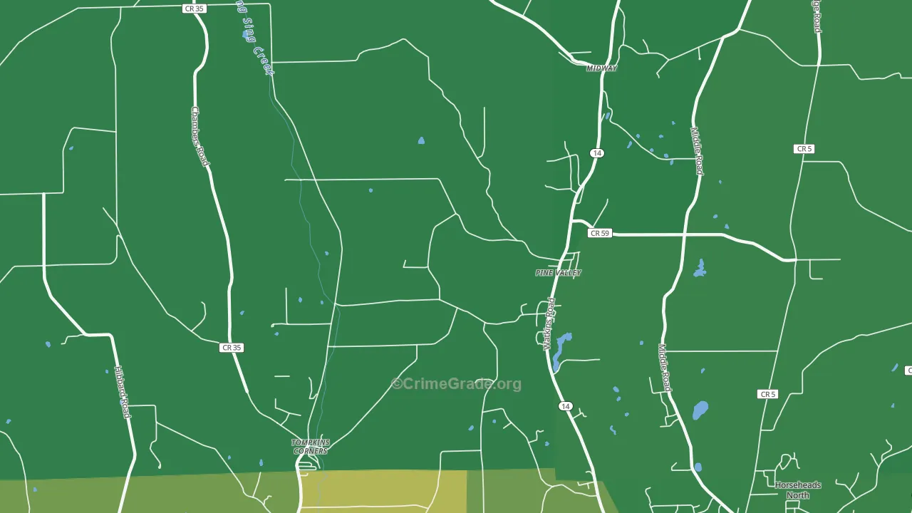 Pine Valley, NY Map of Drug-Related Crime Rates