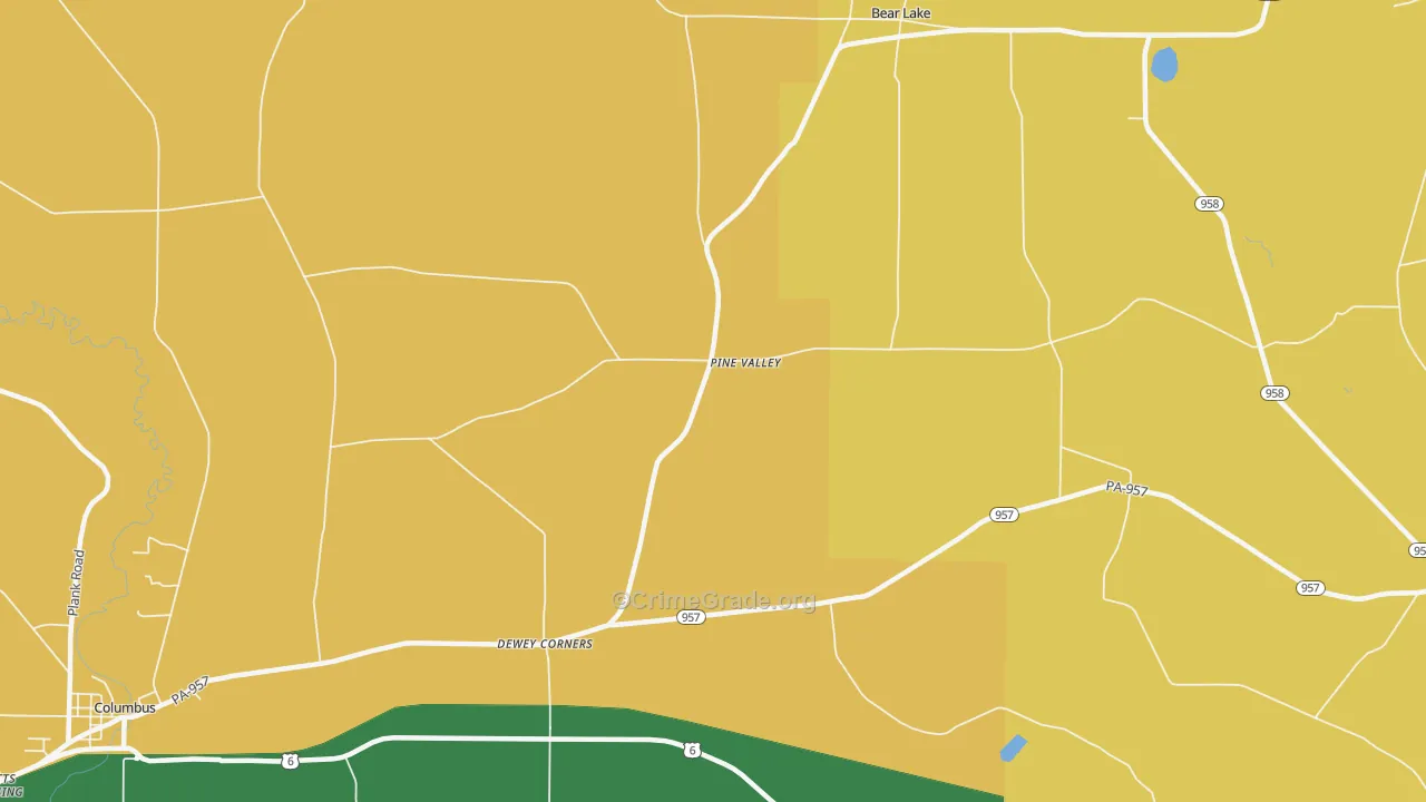 Pine Valley, PA Map of Drug-Related Crime Rates
