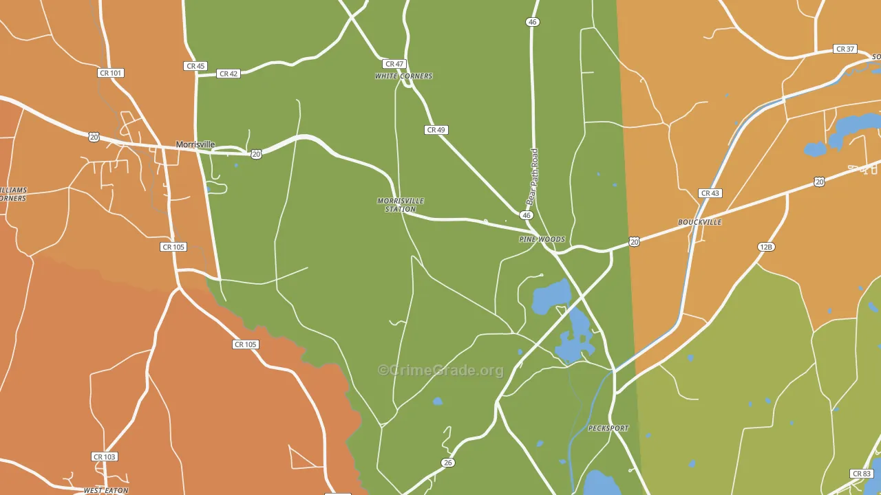 Pine Woods, NY Map of Drug-Related Crime Rates