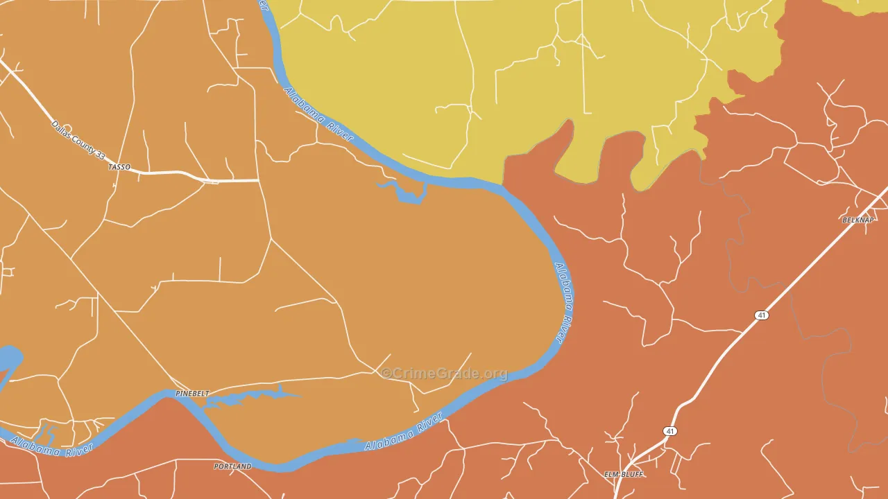 Pinebelt, AL Map of Drug-Related Crime Rates