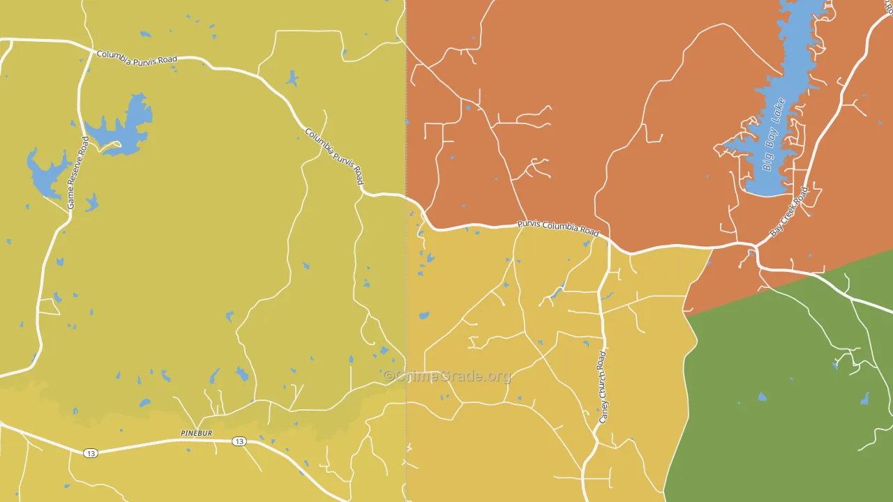 Pinebur, MS Map of Drug-Related Crime Rates