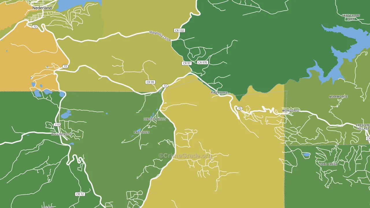 Pinecliffe, CO Map of Drug-Related Crime Rates