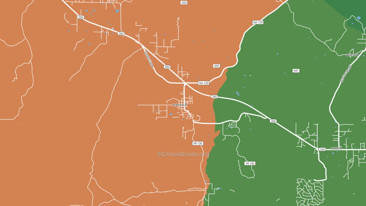 Pinedale, AZ Map of Drug-Related Crime Rates