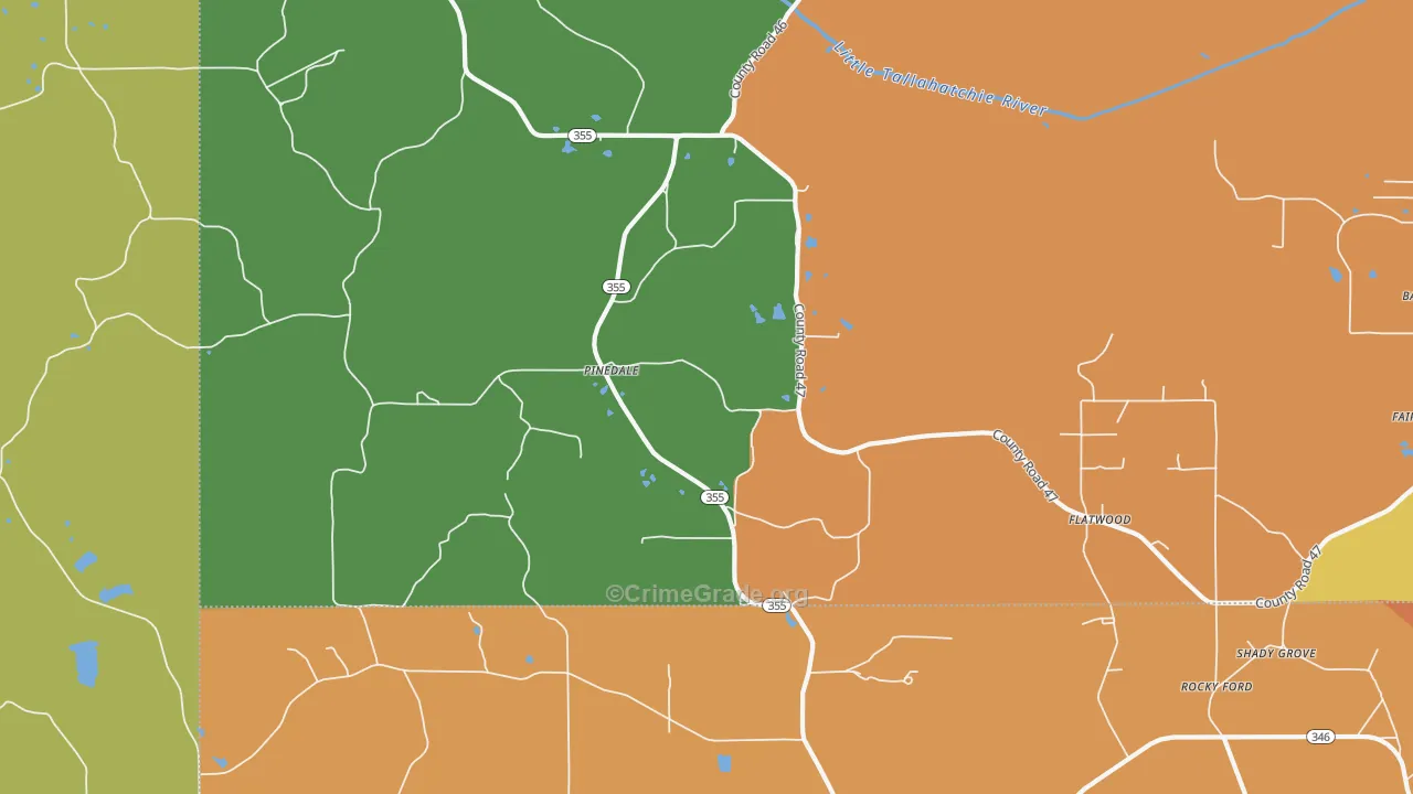 Pinedale, MS Map of Drug-Related Crime Rates