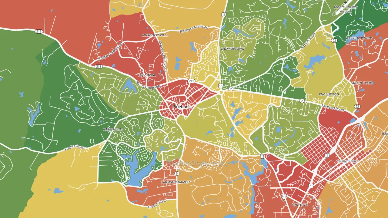 Pinehurst, NC Map of Drug-Related Crime Rates