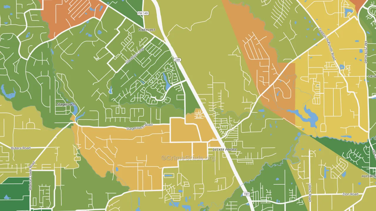 Pinehurst, TX Map of Drug-Related Crime Rates